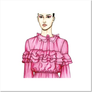 Fashion Illustration Pink Ruffles Posters and Art